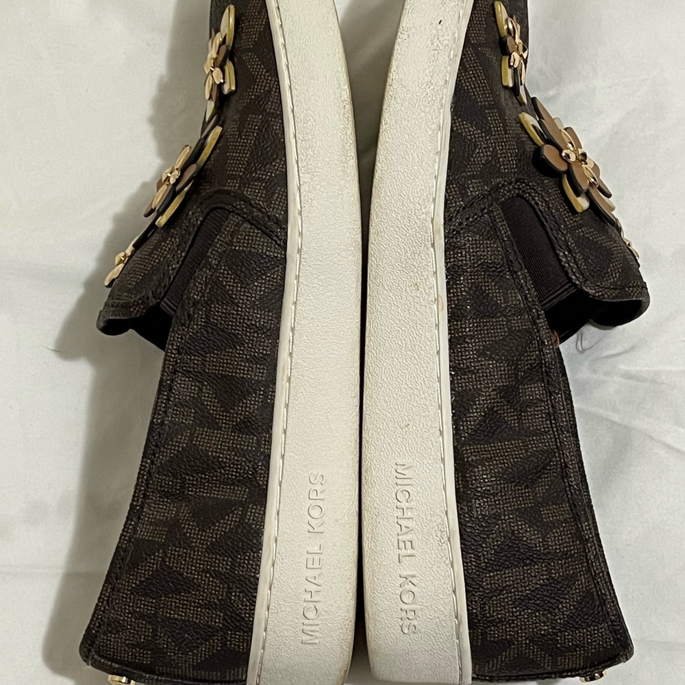 Michael Kors Dark Brown Floral Slip-On Shoes Women’s Size 8.5 Medium - Picture 7 of 9